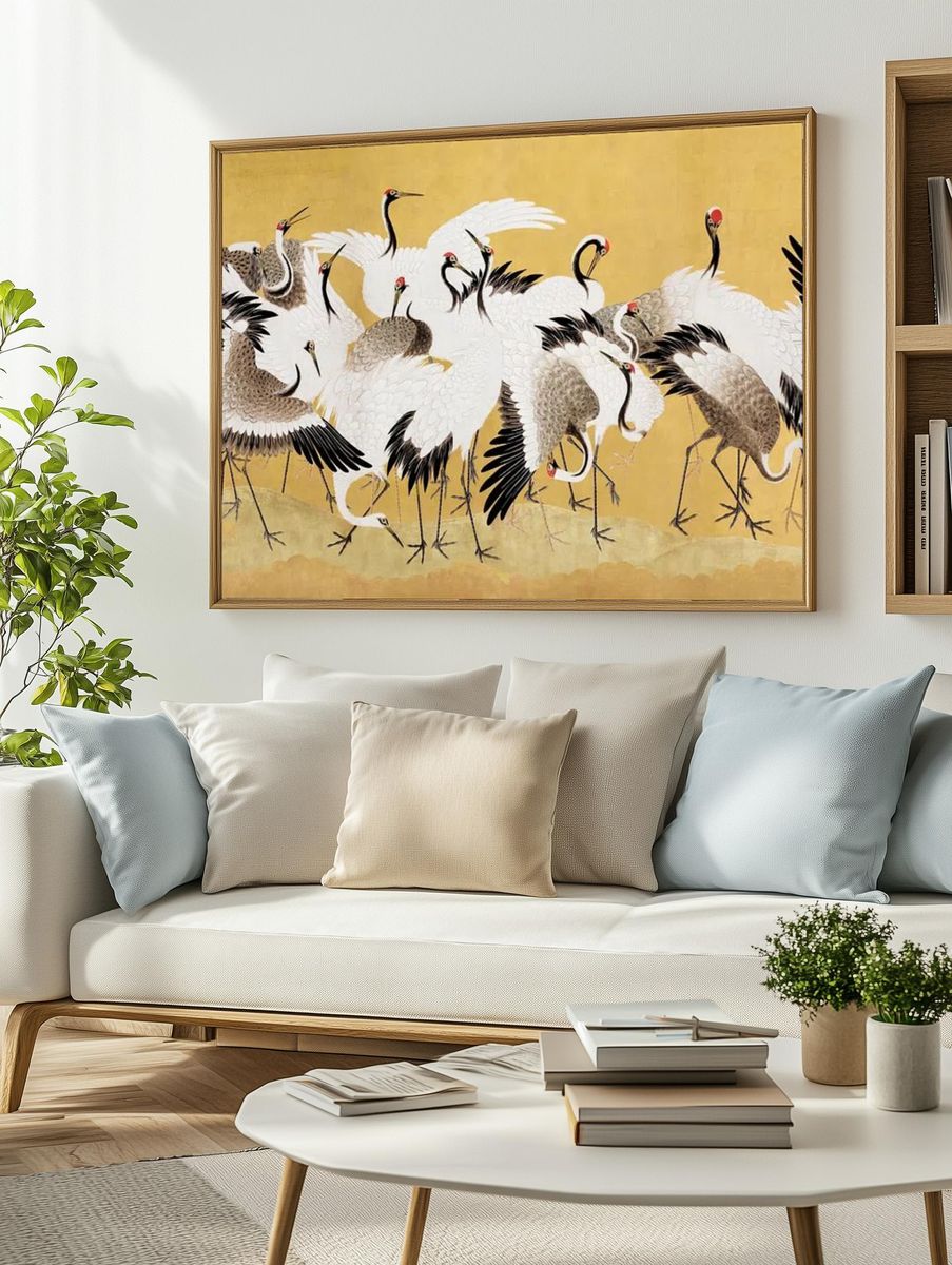 Flock of Cranes by Ishida Yūtei (18th Century) — Art Print. — room view 2