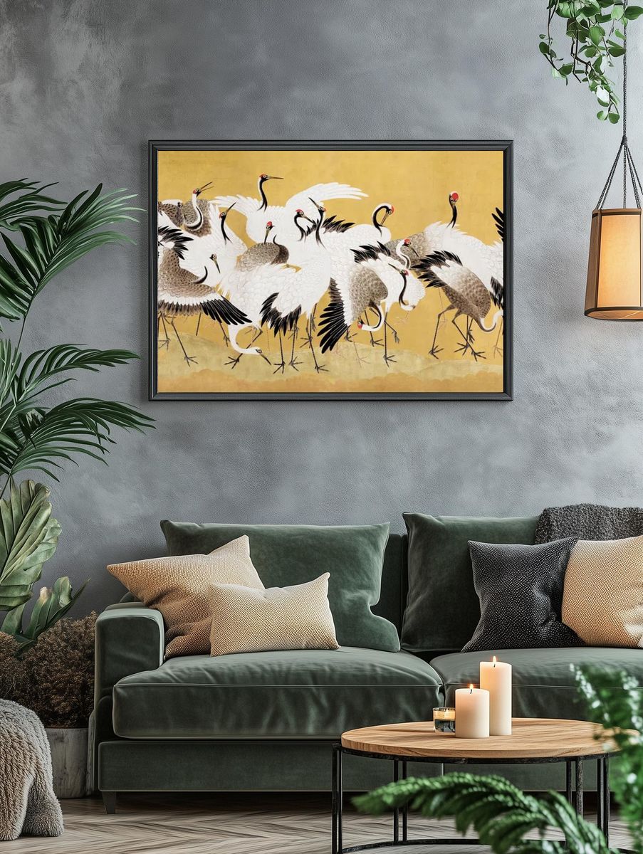 Flock of Cranes by Ishida Yūtei (18th Century) — Art Print. — room view 4
