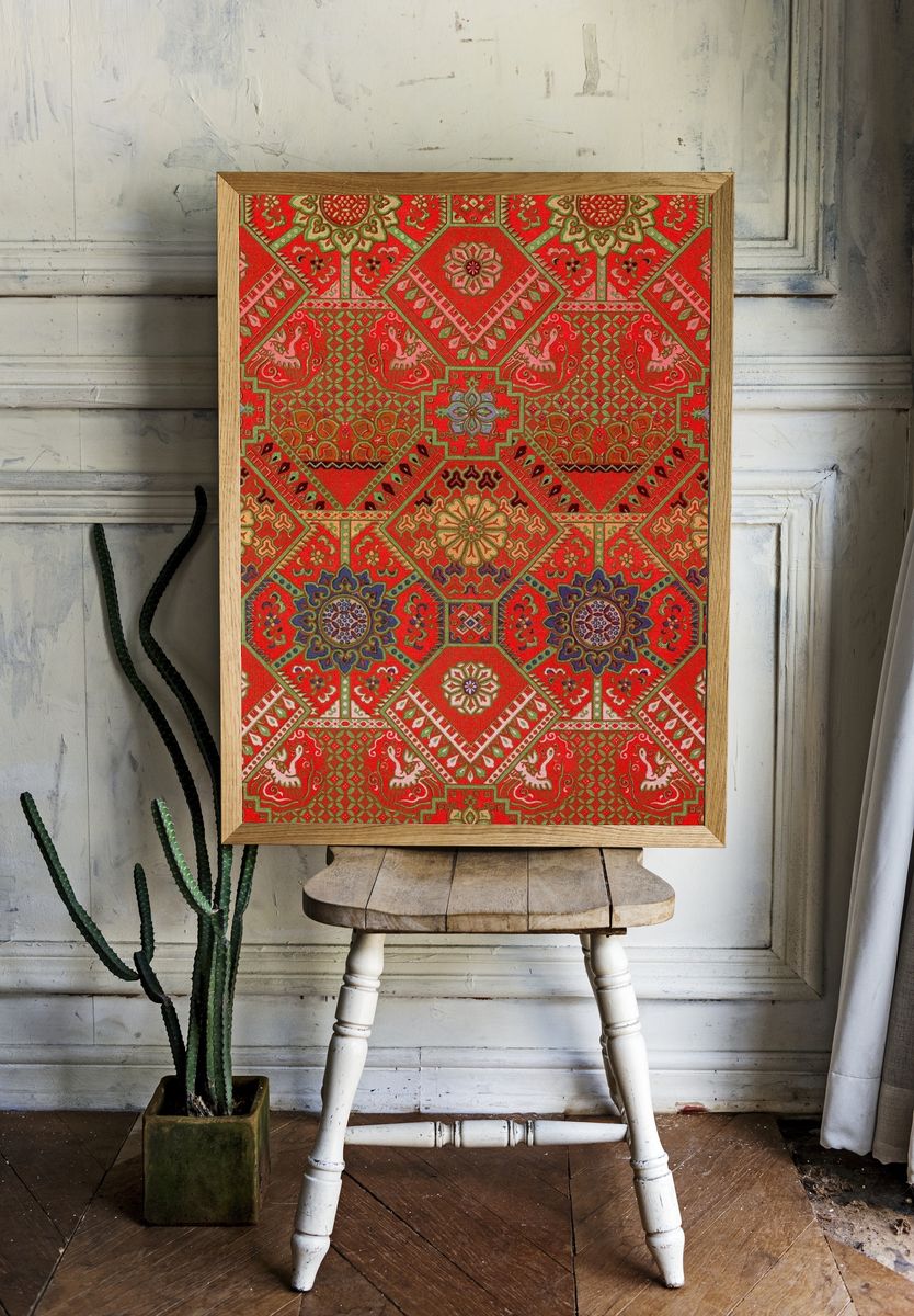 Red Japanese flower background. Remixed. — room view 1