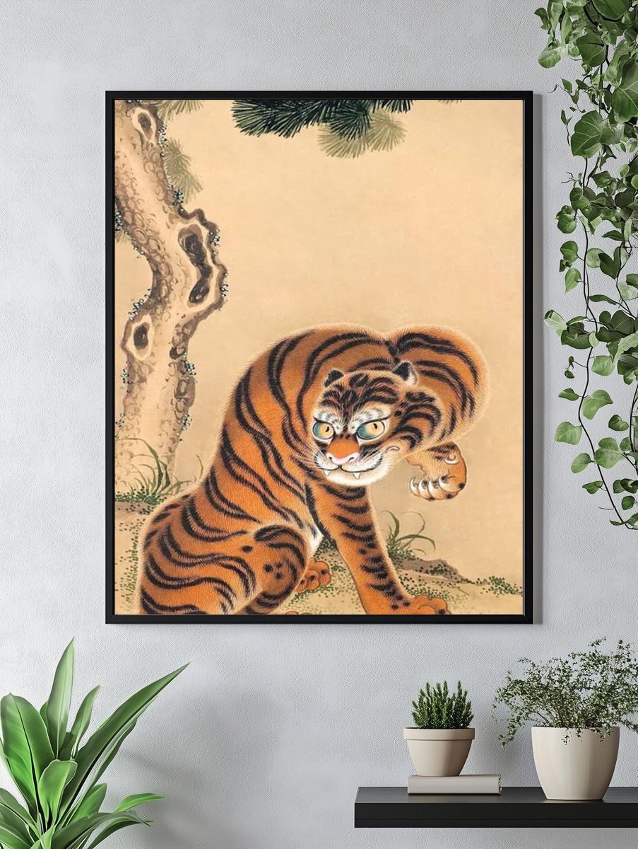 Tiger Cleaning Its Paw by Matsui Keichū — Art Print. — room view 4