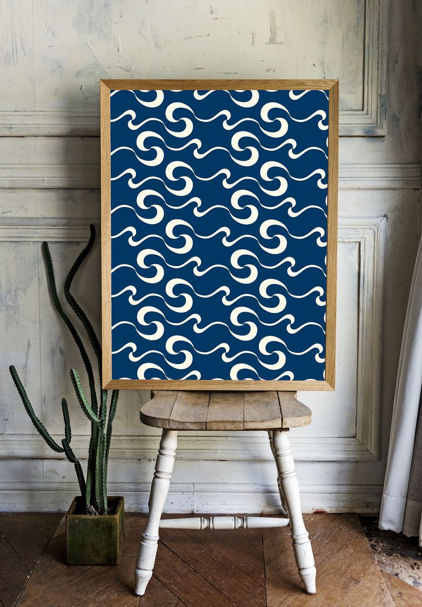 Abstract fluid pattern background, seamless sea wave — Art Print. — room view 1