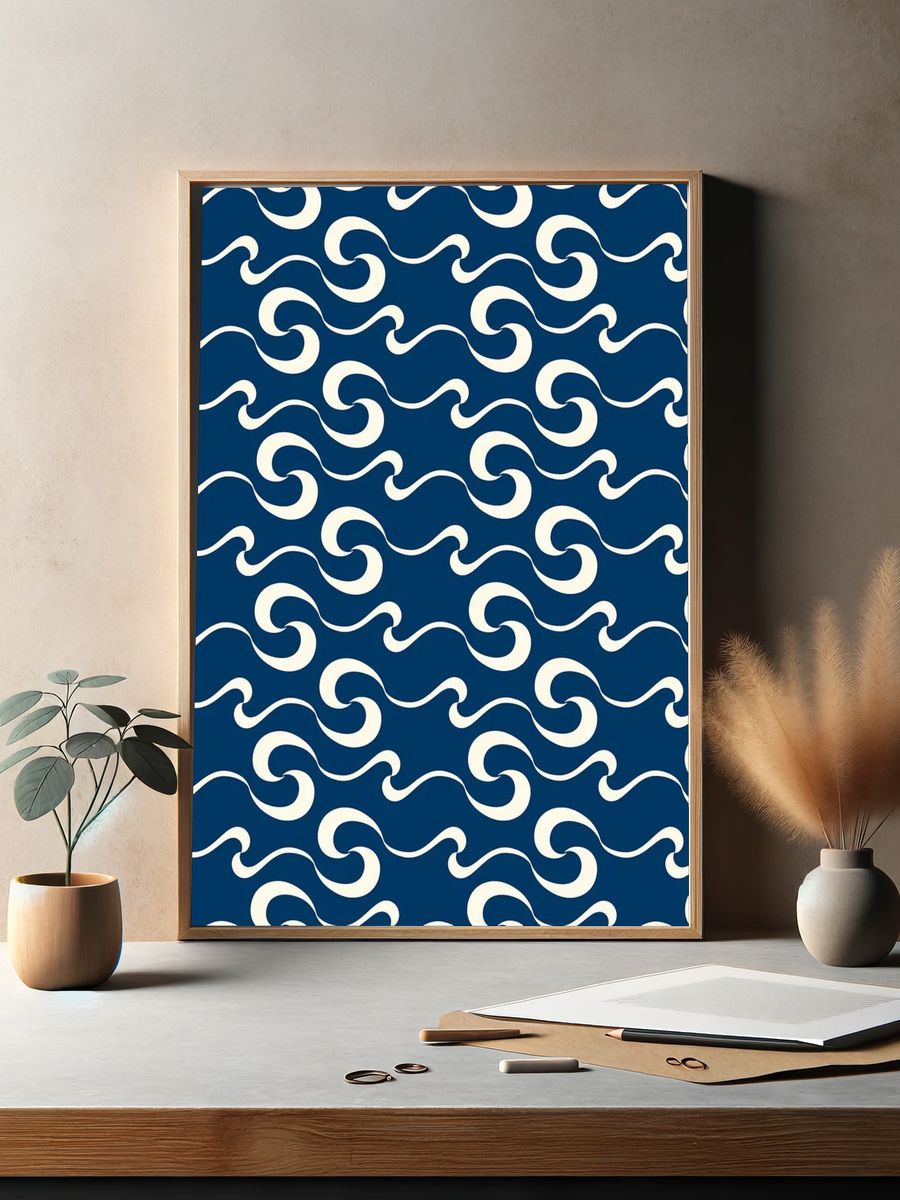 Abstract fluid pattern background, seamless sea wave — Art Print. — room view 2