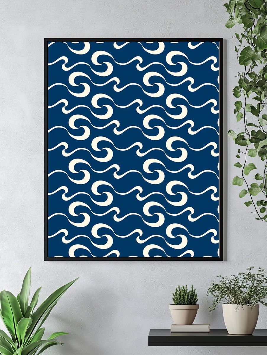Abstract fluid pattern background, seamless sea wave — Art Print. — room view 4