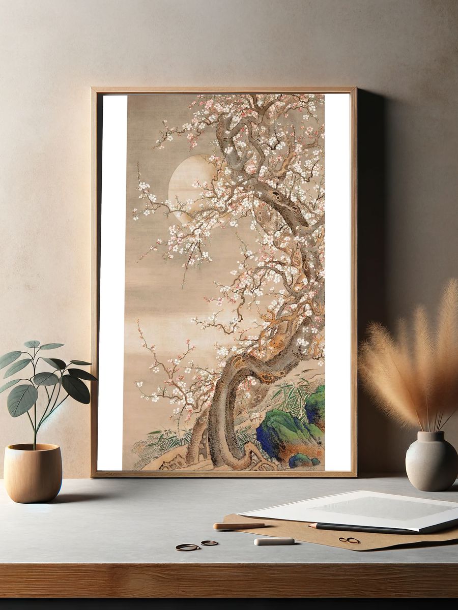 Japanese Plum Blossoms by Sō Shizan (18th Century) — Art Print. — room view 2