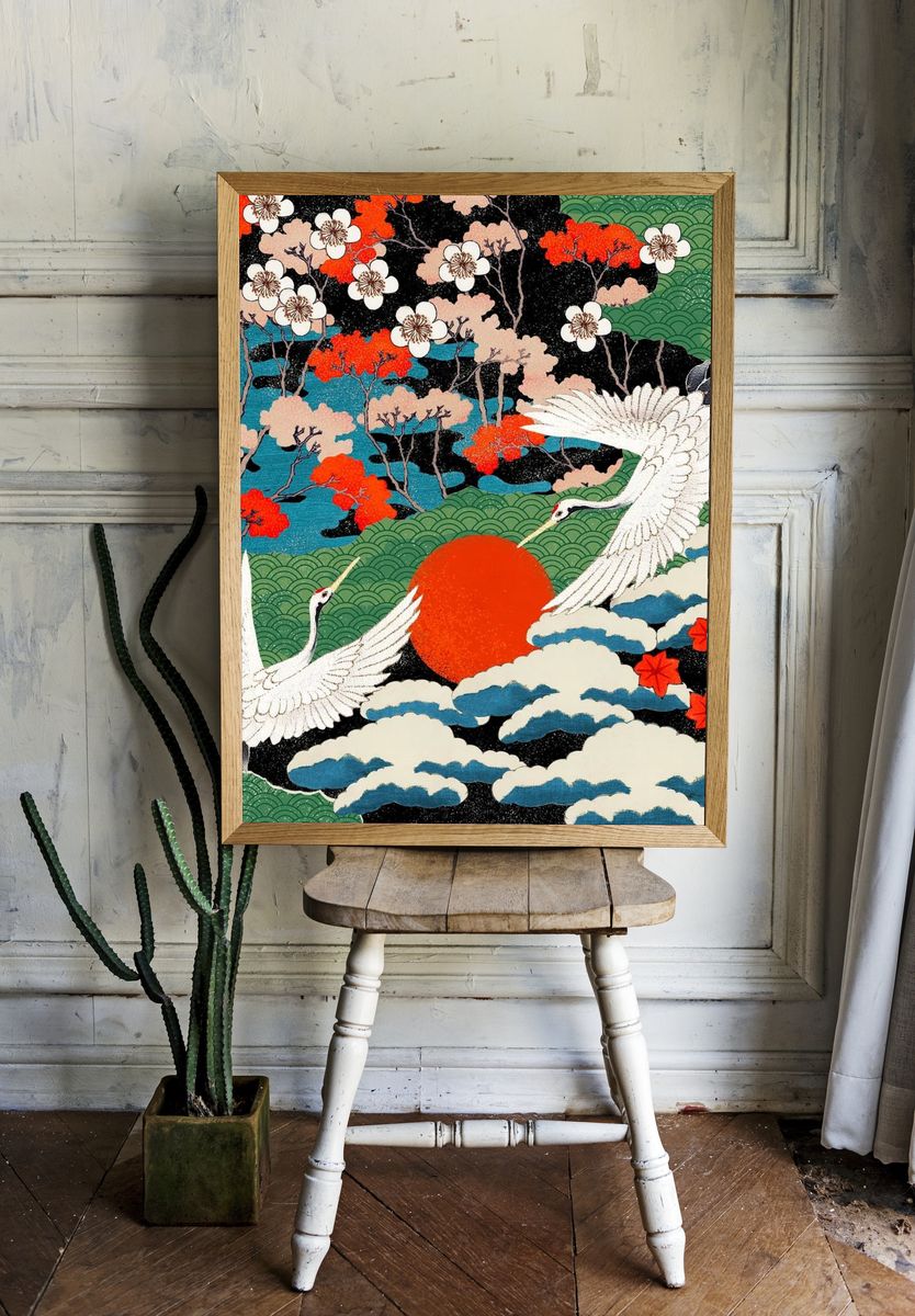 Japanese Art Pattern — Vintage Print. — room view 1