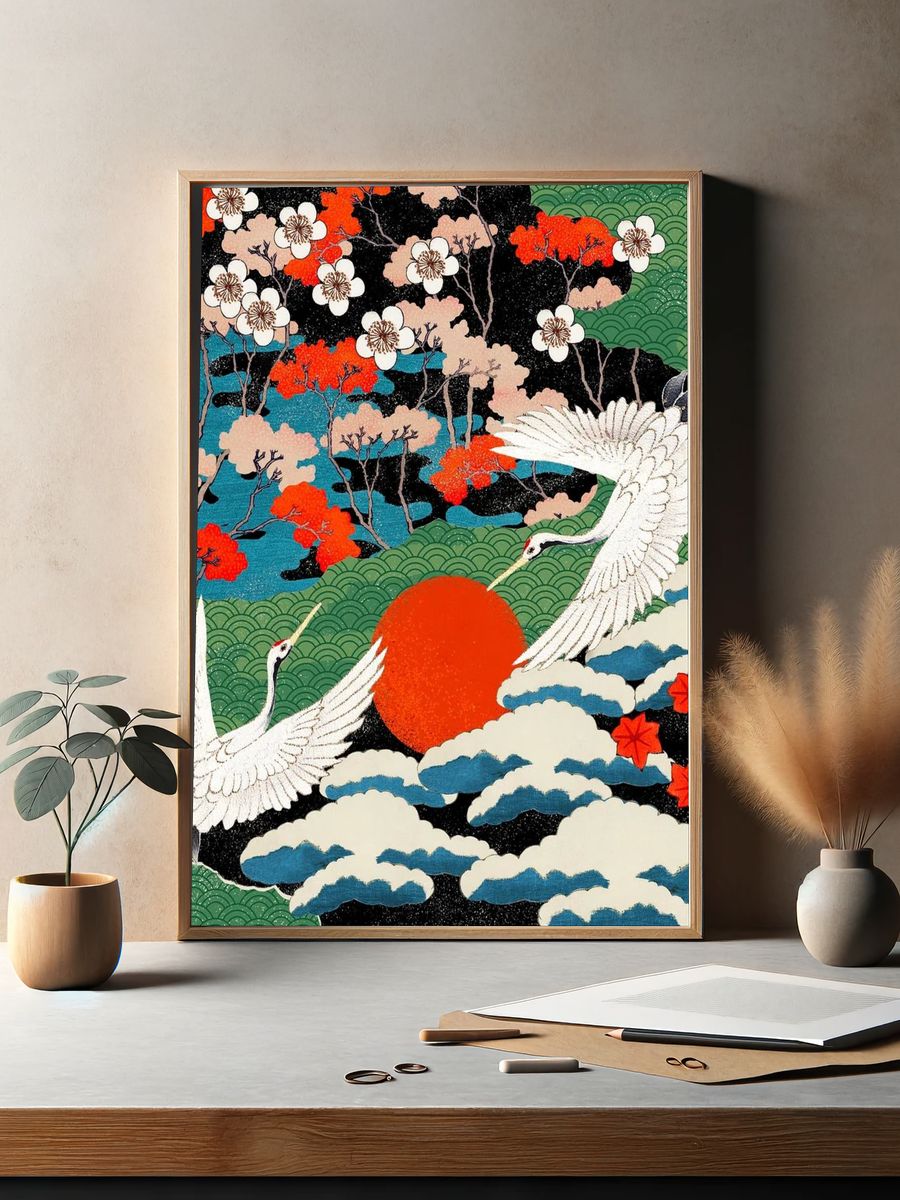 Japanese Art Pattern — Vintage Print. — room view 2