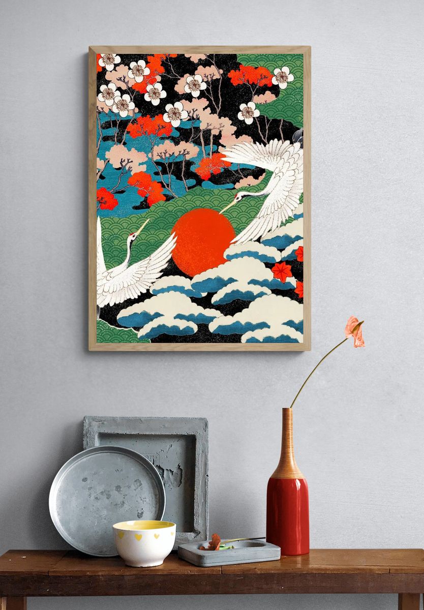 Japanese Art Pattern — Vintage Print. — room view 3