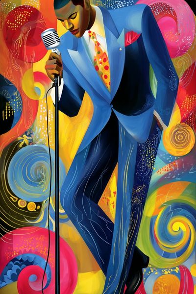 Jazz Singer — Colorful Illustration Print. poster print