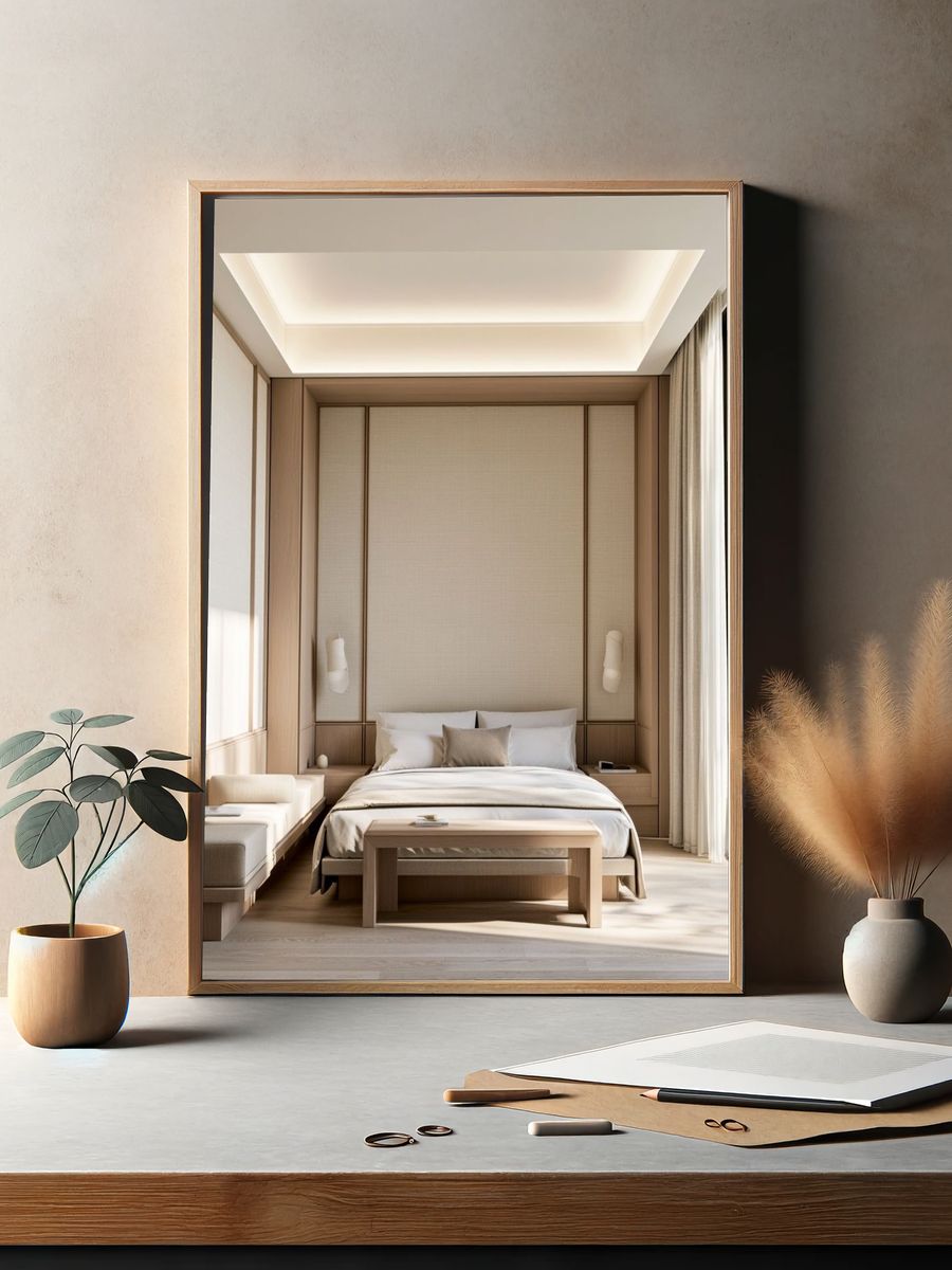 Minimalist Japandi Bedroom Poster. — room view 2