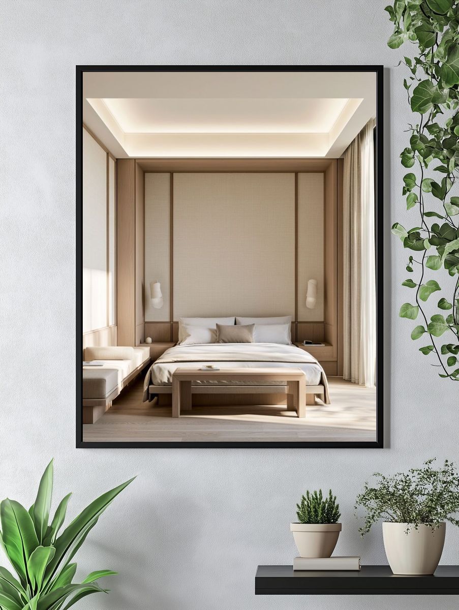 Minimalist Japandi Bedroom Poster. — room view 4