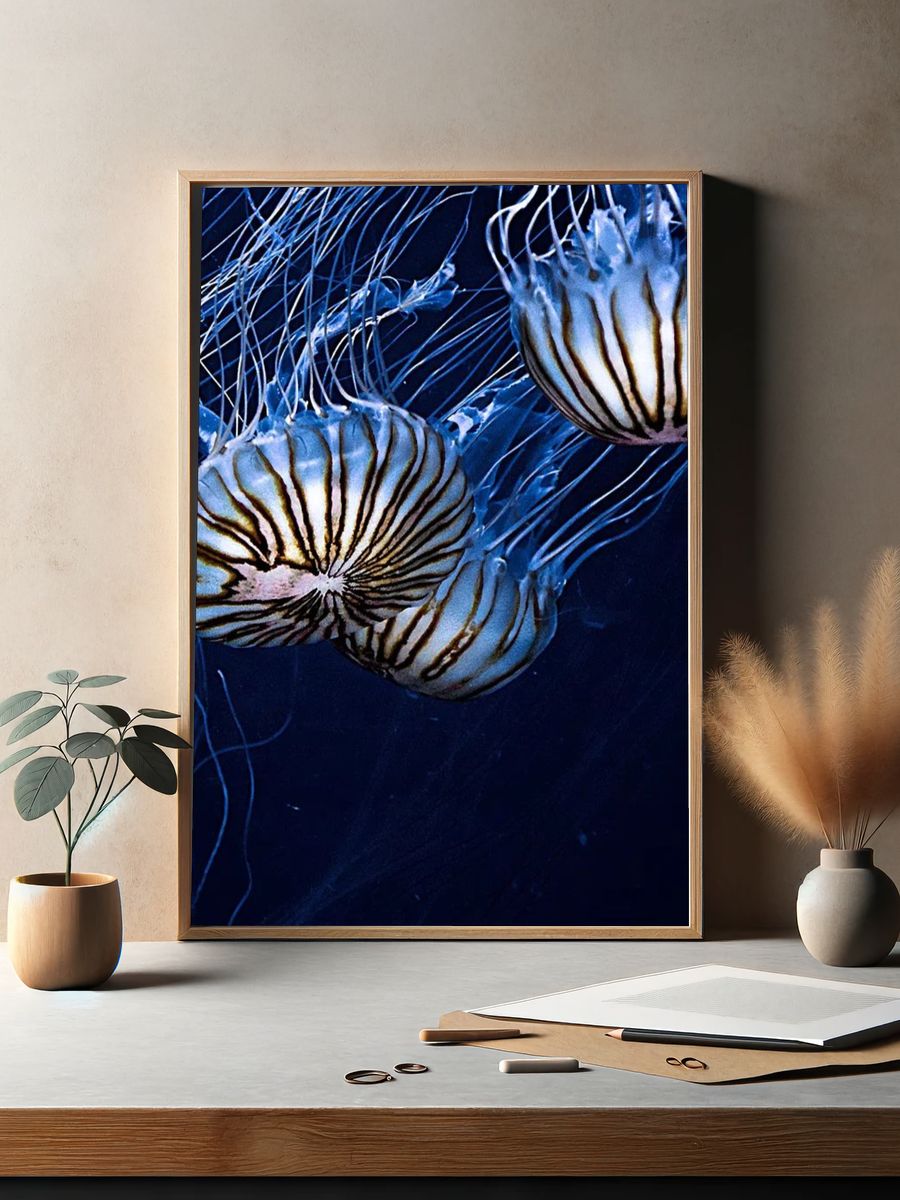 Jellyfish Drift Photography Poster. — room view 2