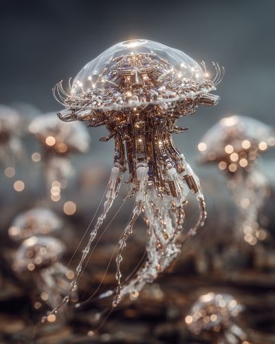 Bioluminescent Jellyfish Digital Art Poster. poster print