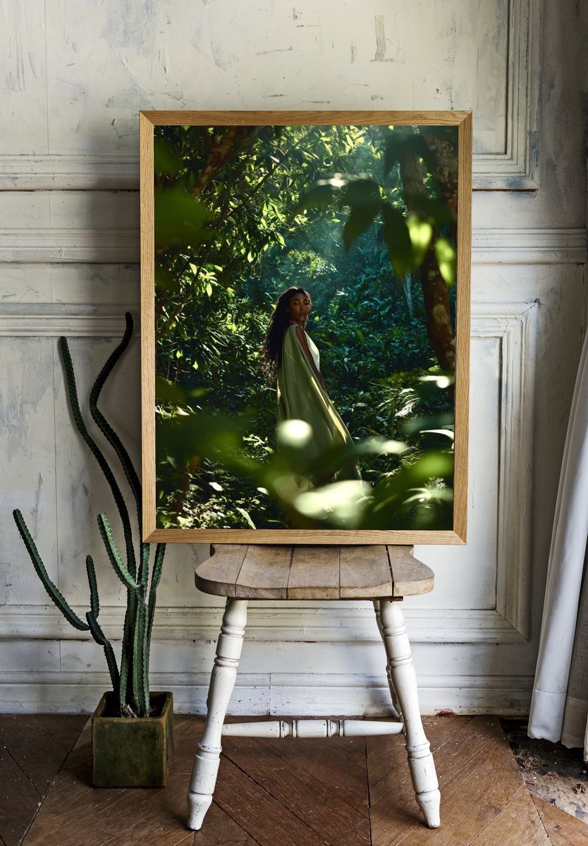 Woman in Lush Jungle — Photography Print. — room view 1