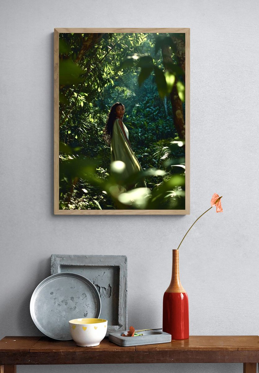 Woman in Lush Jungle — Photography Print. — room view 3