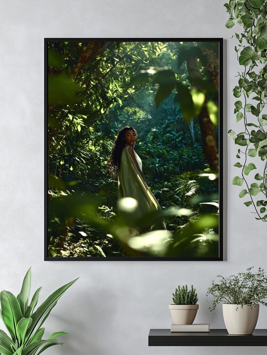 Woman in Lush Jungle — Photography Print. — room view 4