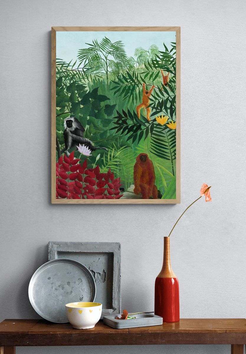 Tropical Jungle Monkeys — Illustration Print. — room view 3