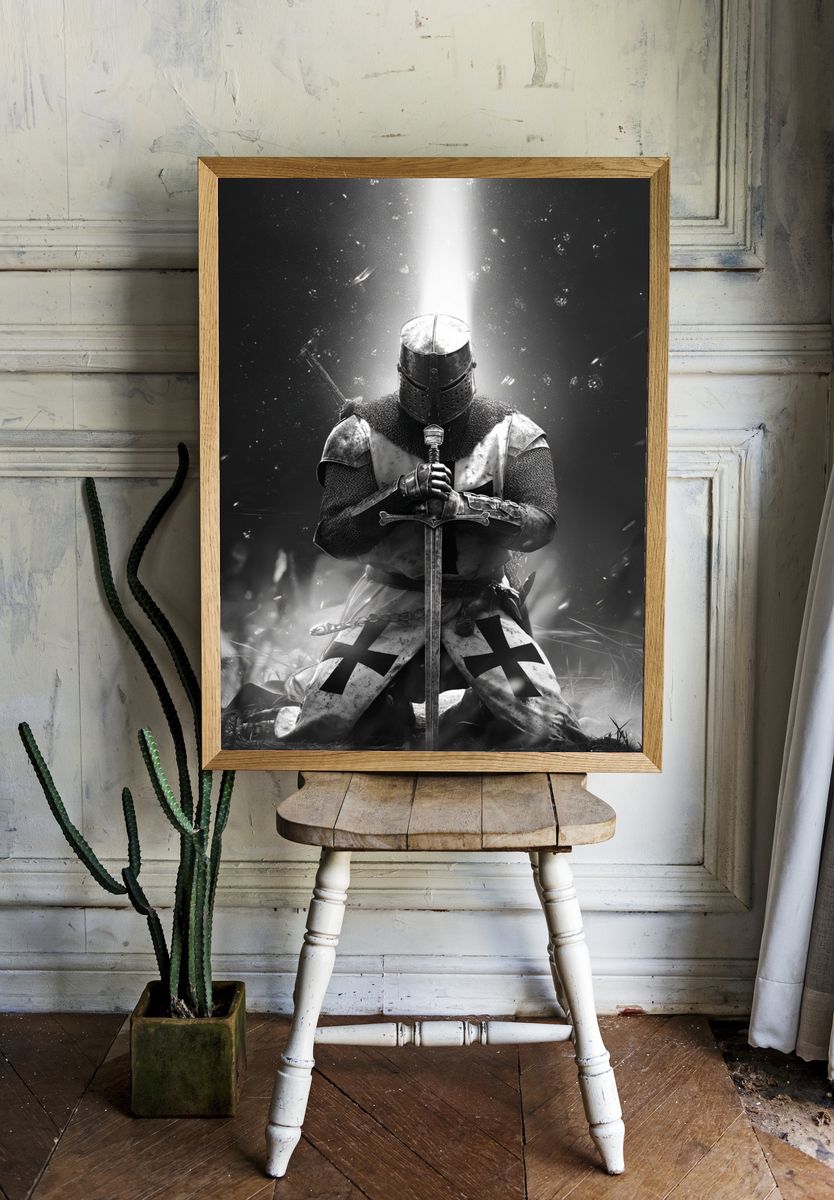 Knight in Armor — Black and White Print. — room view 1