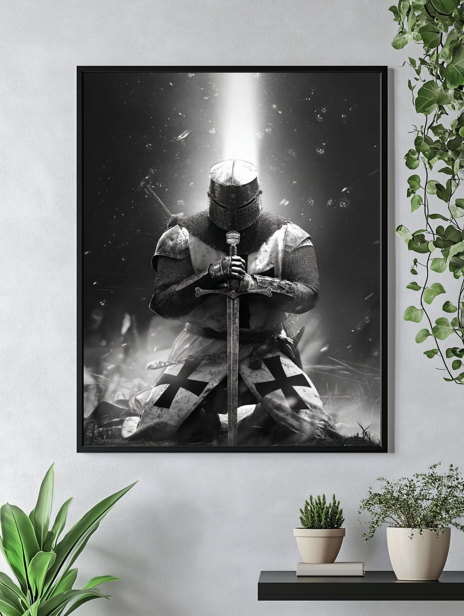 Knight in Armor — Black and White Print. — room view 4
