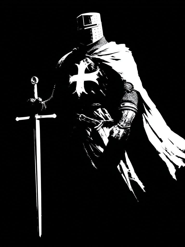 Knight in Armor — Black-White Print. poster — fine-art art