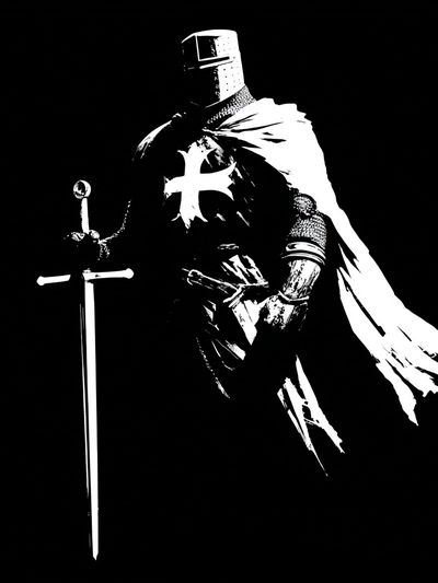Knight in Armor — Black-White Print. poster
