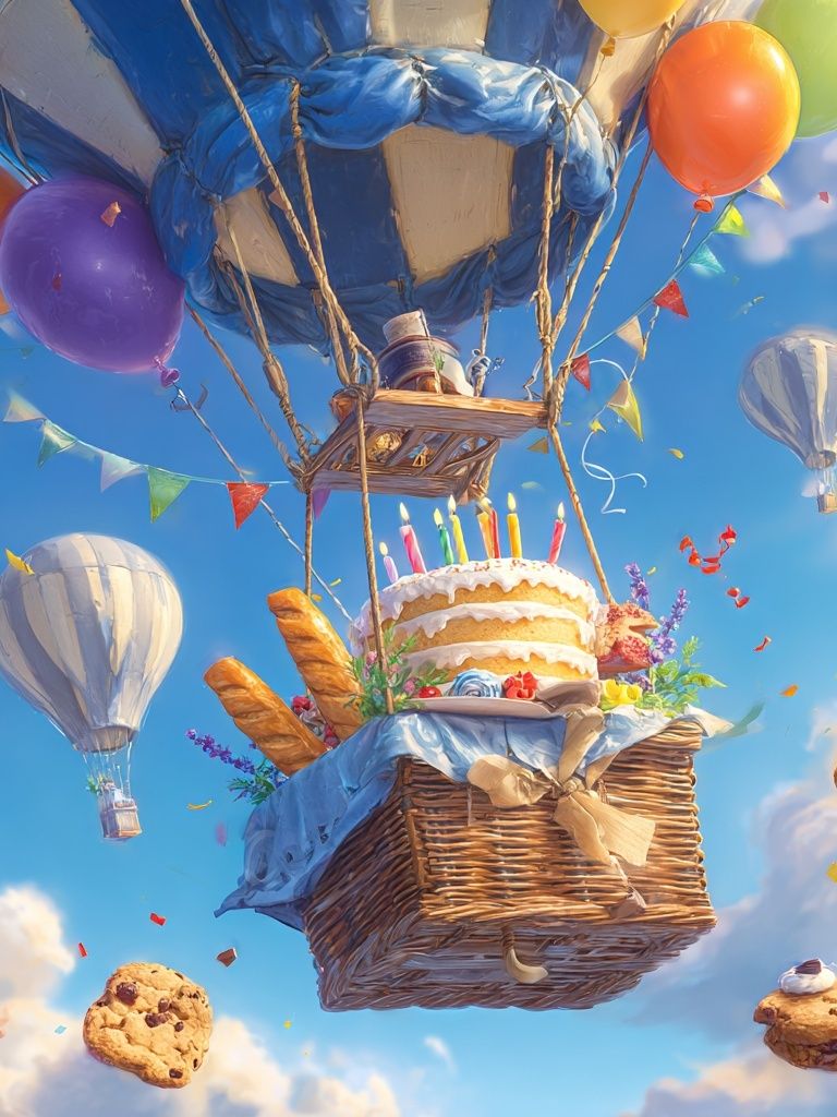 Hot Air Balloon Birthday Celebration Poster. poster — kids art