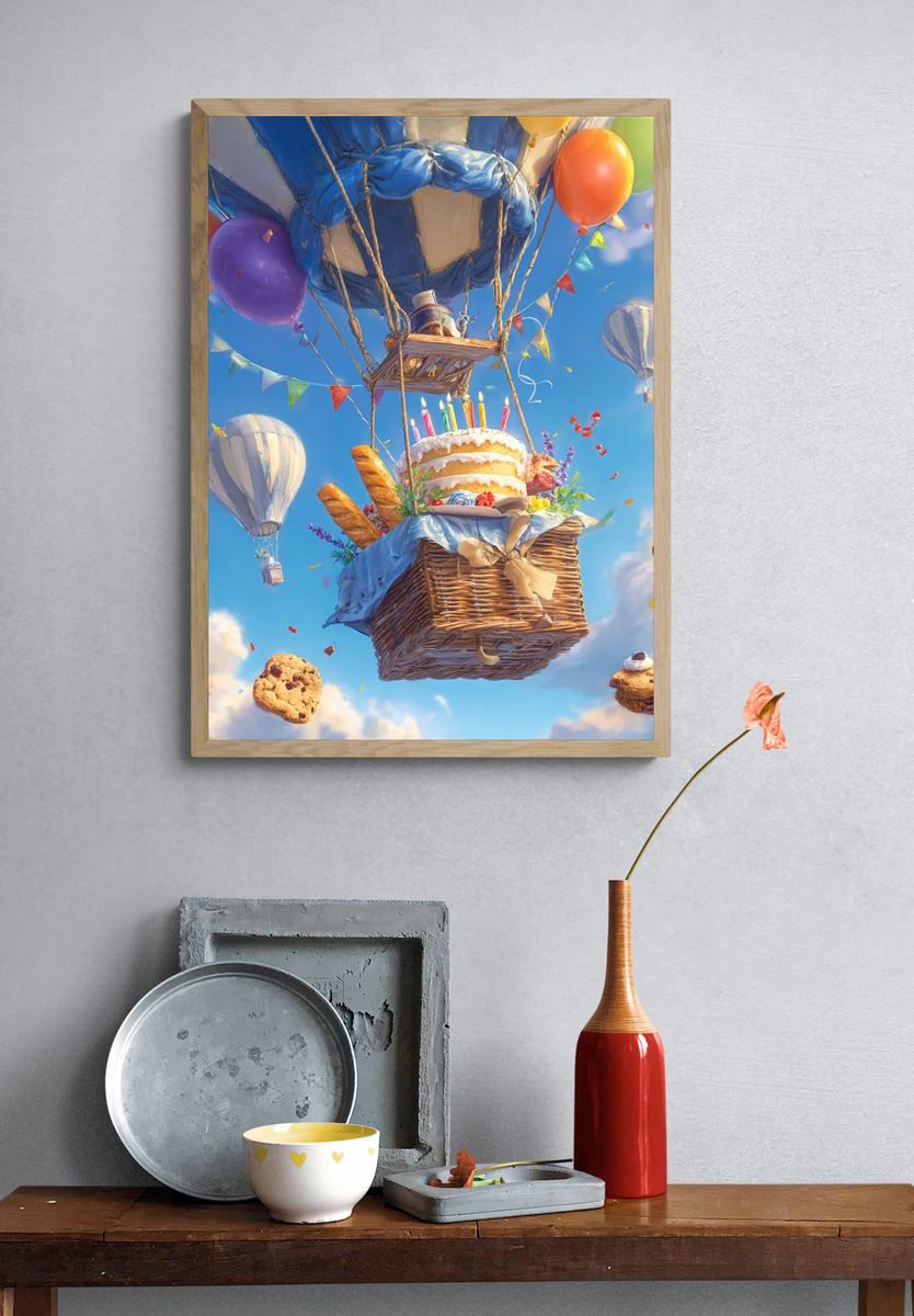Hot Air Balloon Birthday Celebration Poster. — room view 3