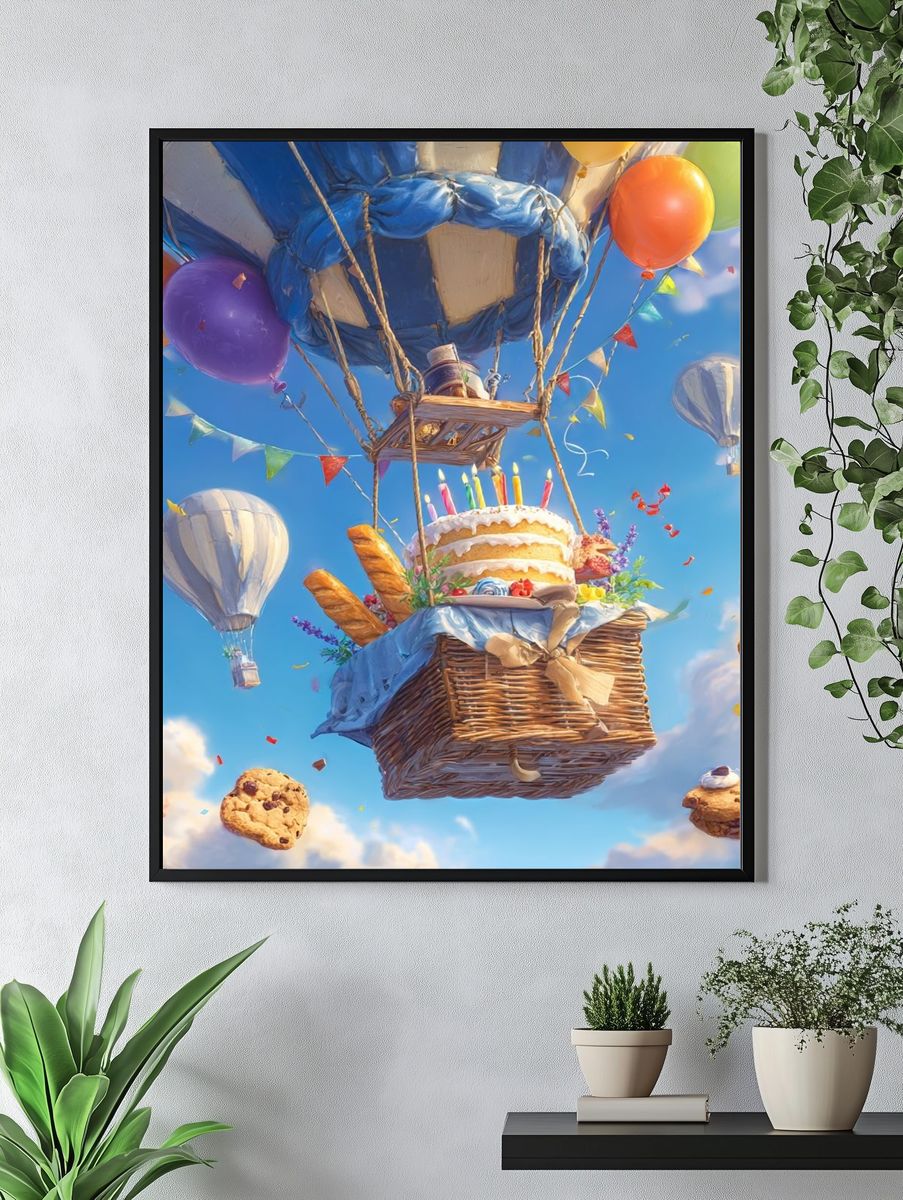 Hot Air Balloon Birthday Celebration Poster. — room view 4