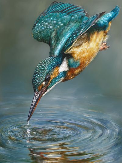 Kingfisher Diving — Fine Art Print. poster print