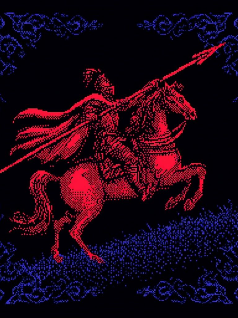 Knight on Horseback — Retro Print. poster detail