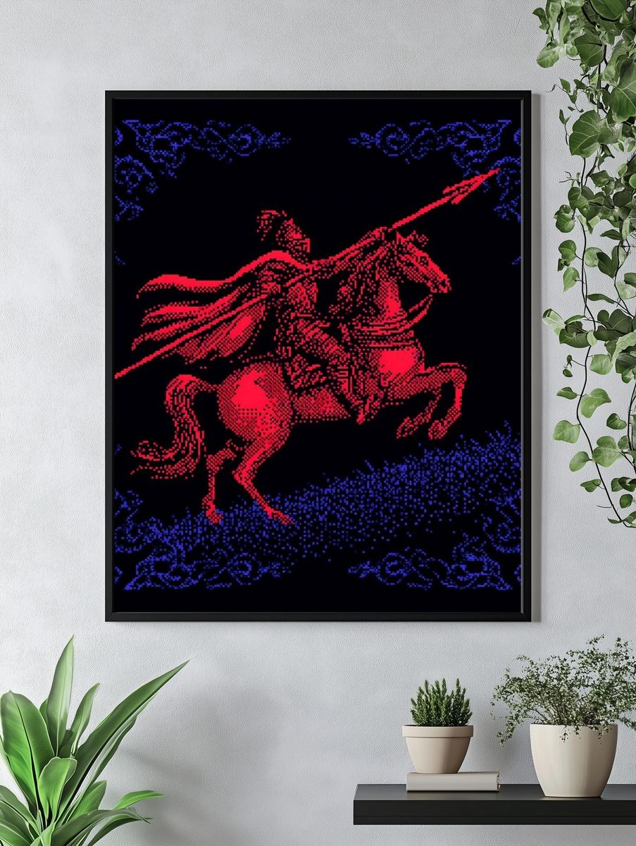 Knight on Horseback — Retro Print. — room view 4