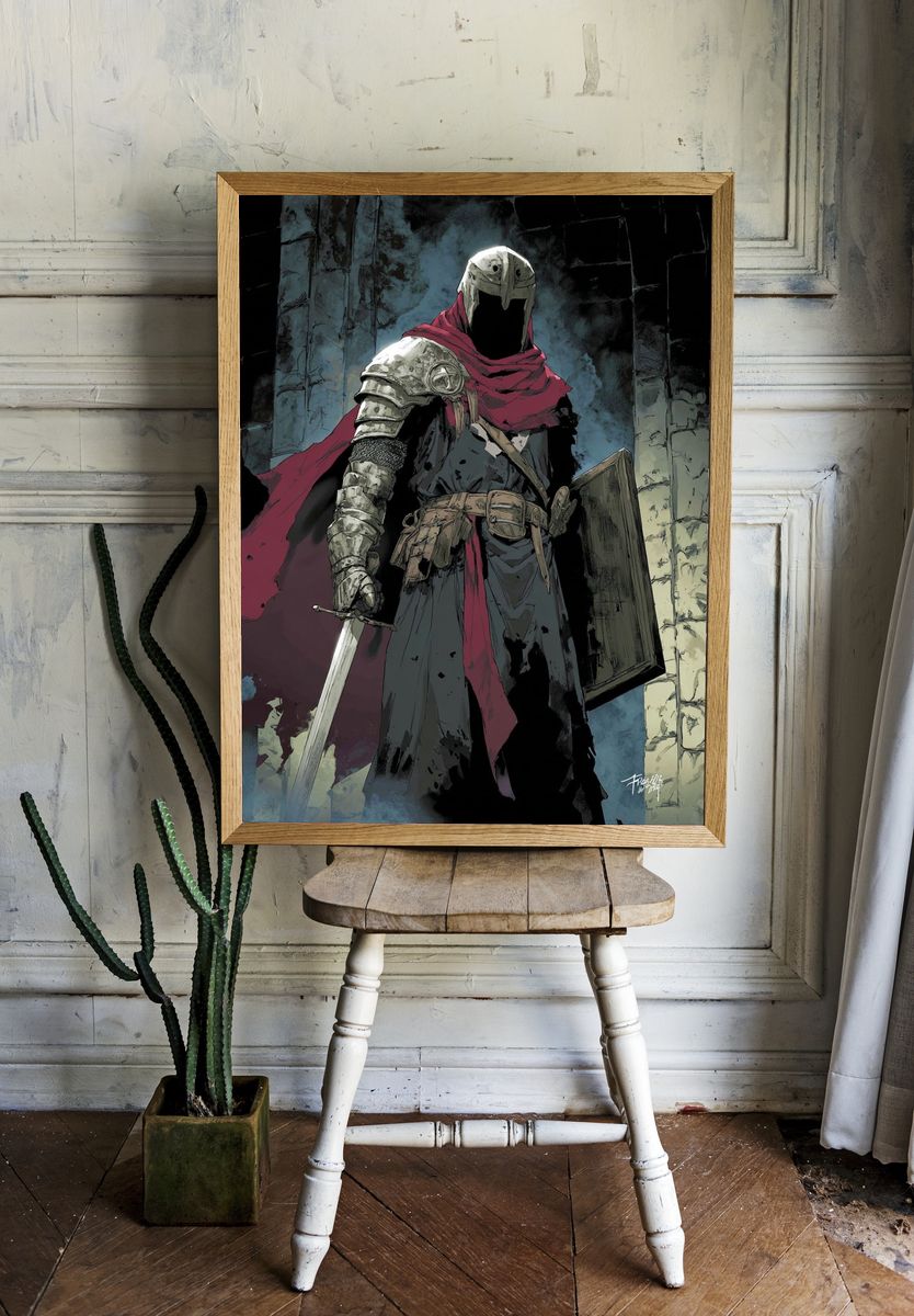 Knight in Armor — Fantasy Print room preview