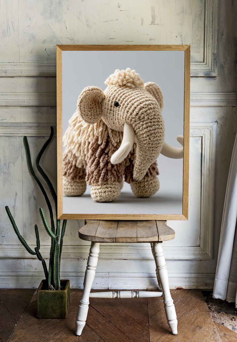 Crocheted Mammoth Nursery Print. — room view 1