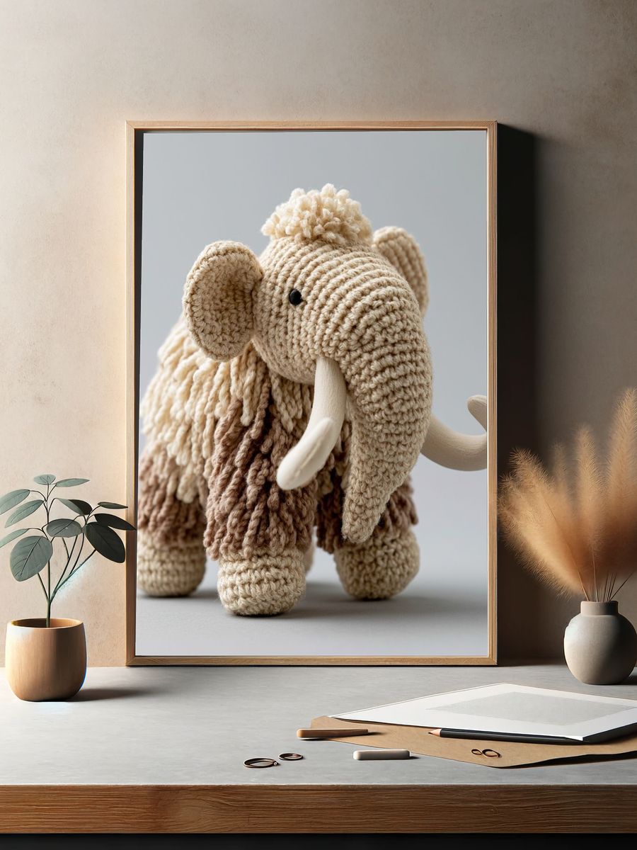 Crocheted Mammoth Nursery Print. — room view 2