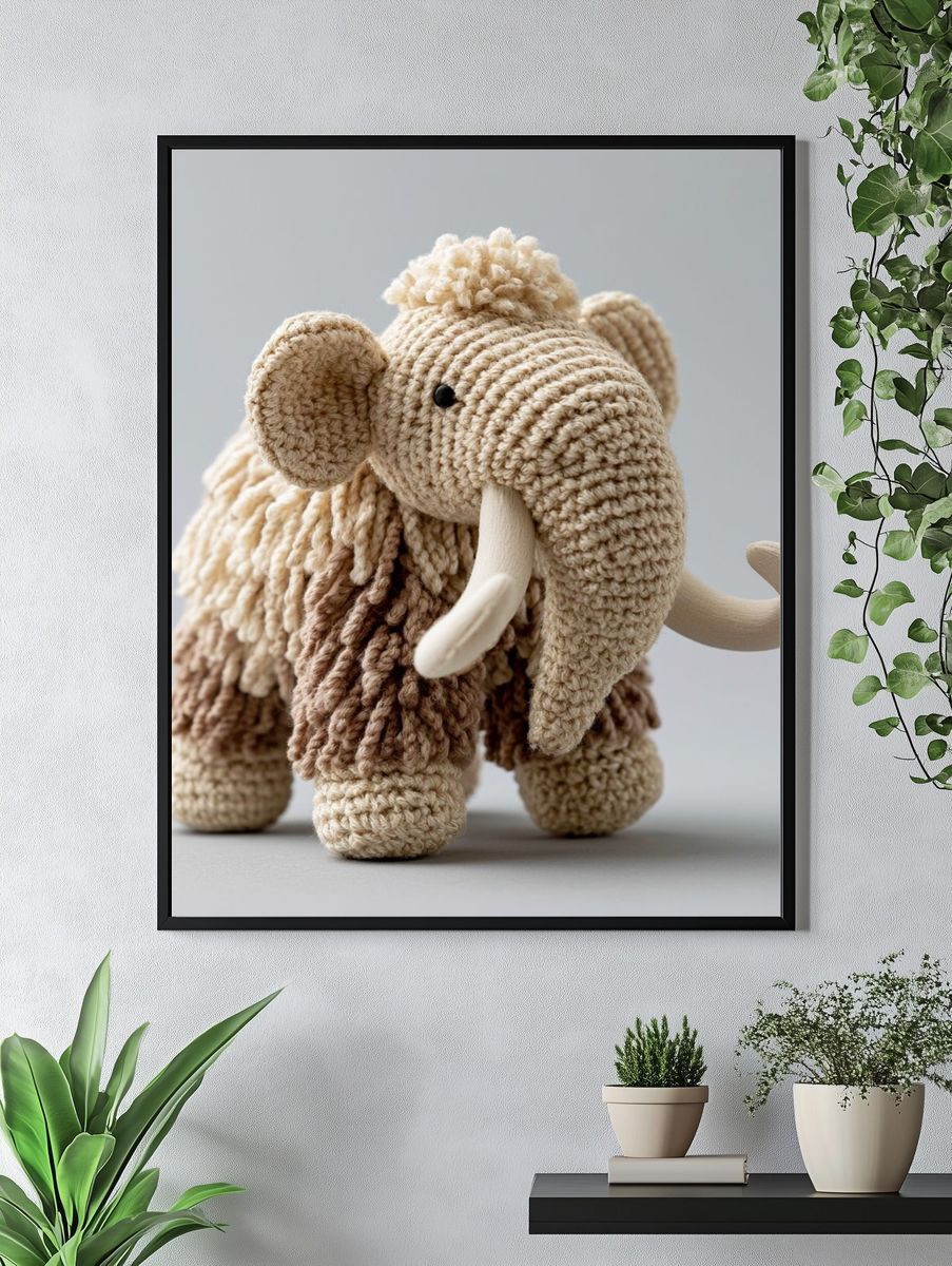 Crocheted Mammoth Nursery Print. — room view 4