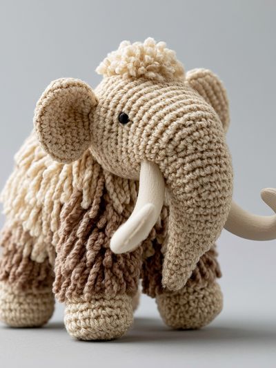 Crocheted Mammoth Nursery Print.