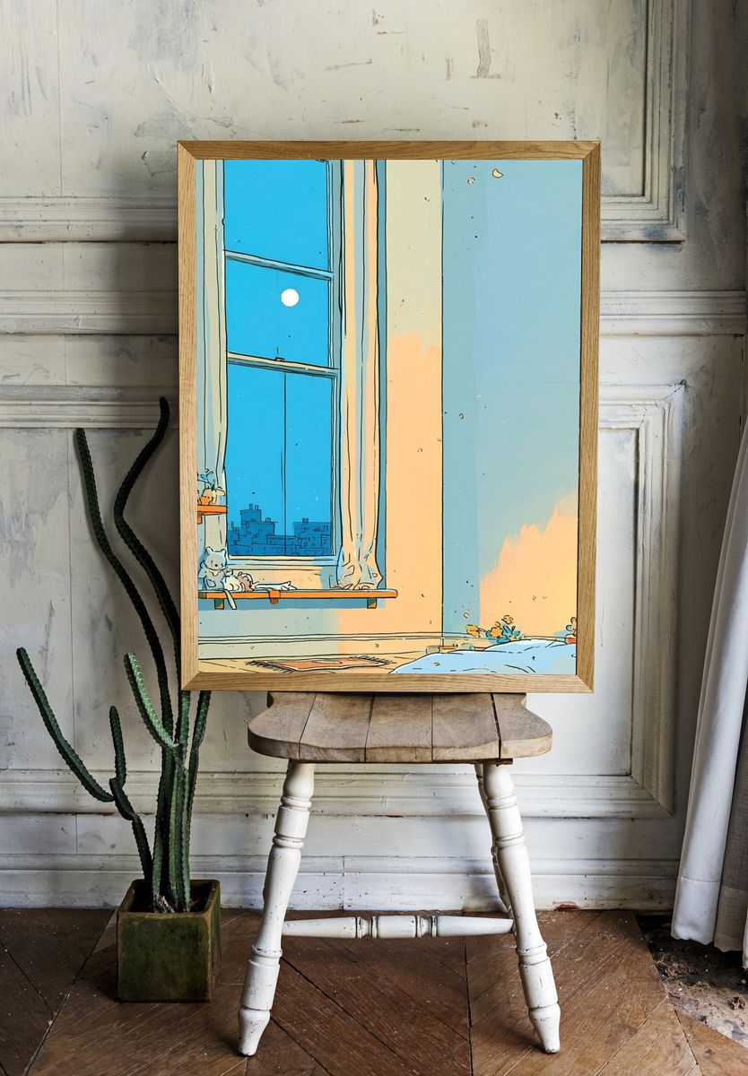Cozy Nursery Window Illustration Poster. — room view 1