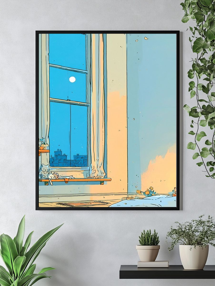 Cozy Nursery Window Illustration Poster. — room view 4