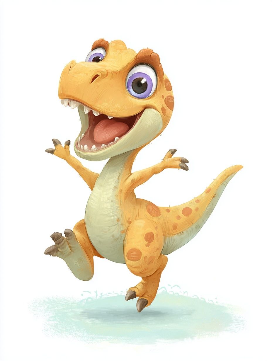 Happy Baby Dinosaur Illustration Poster. poster detail