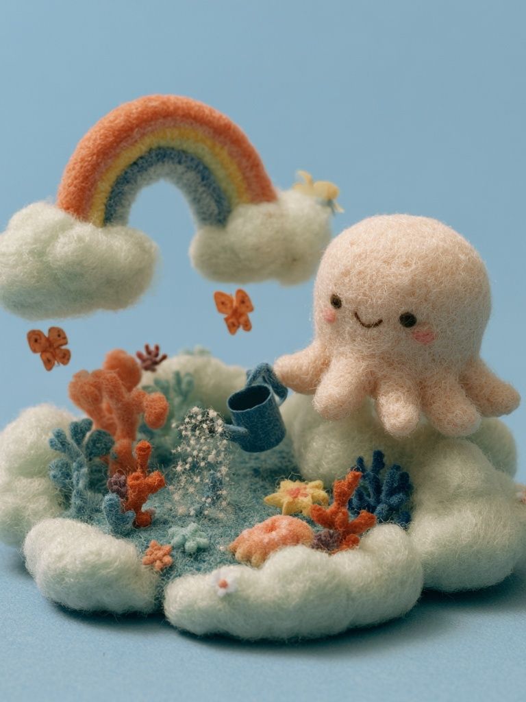 Cute Felt Rainbow Nursery Print. poster detail
