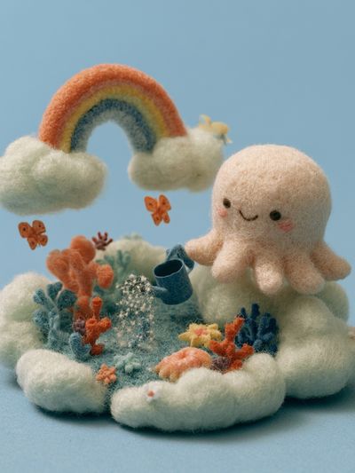 Cute Felt Rainbow Nursery Print.