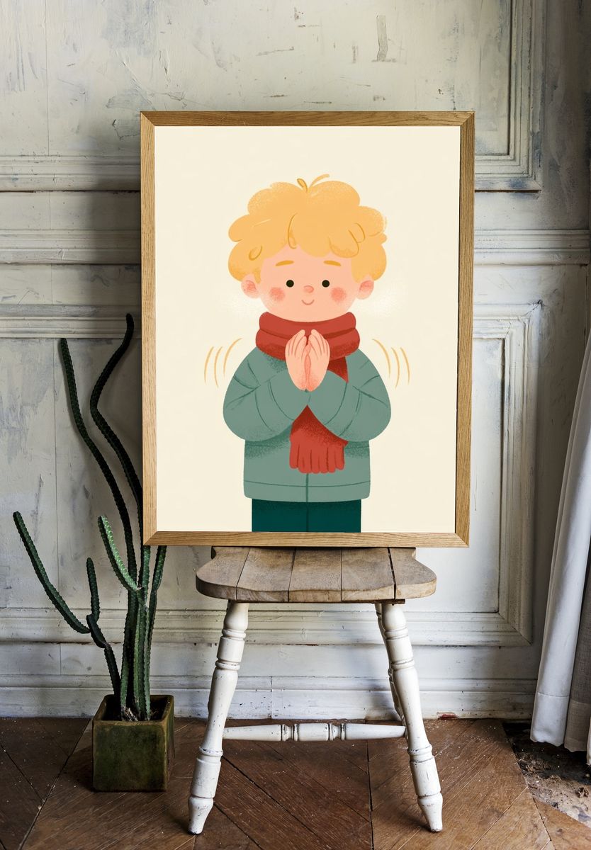 Winter Child Illustration Poster. room preview