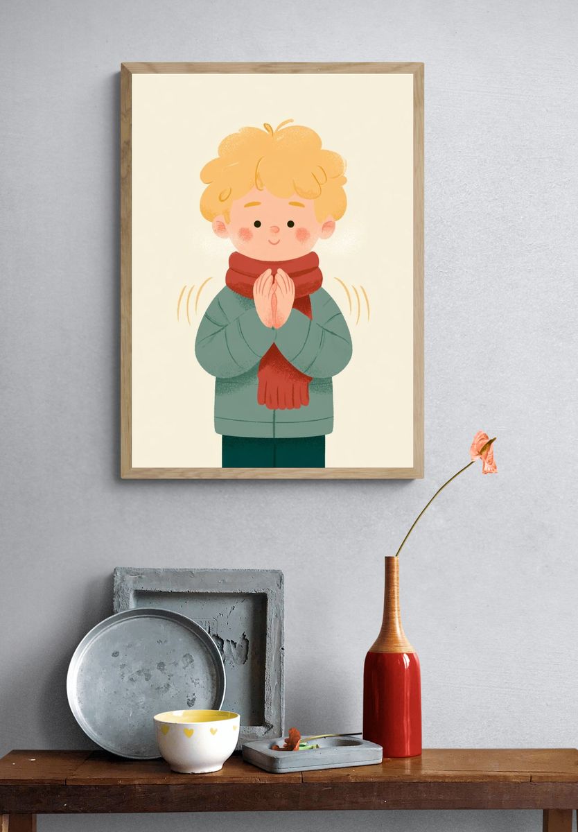 Winter Child Illustration Poster. — room view 3