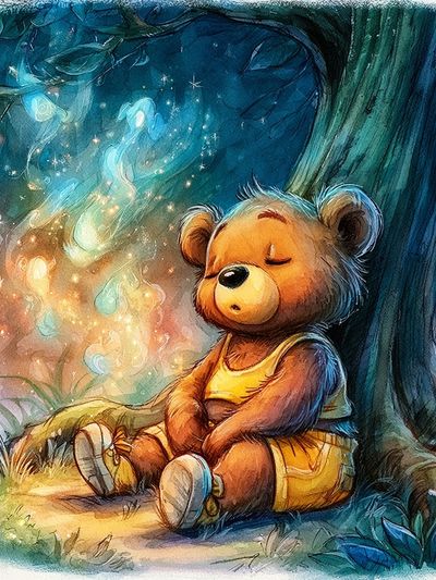 Sleeping Teddy Bear Nursery Print.