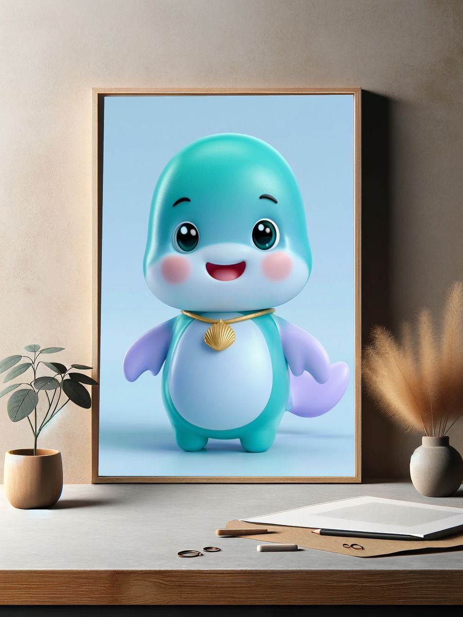 Cute Baby Dinosaur Illustration Poster. — room view 2