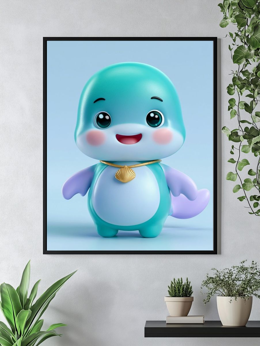 Cute Baby Dinosaur Illustration Poster. — room view 4