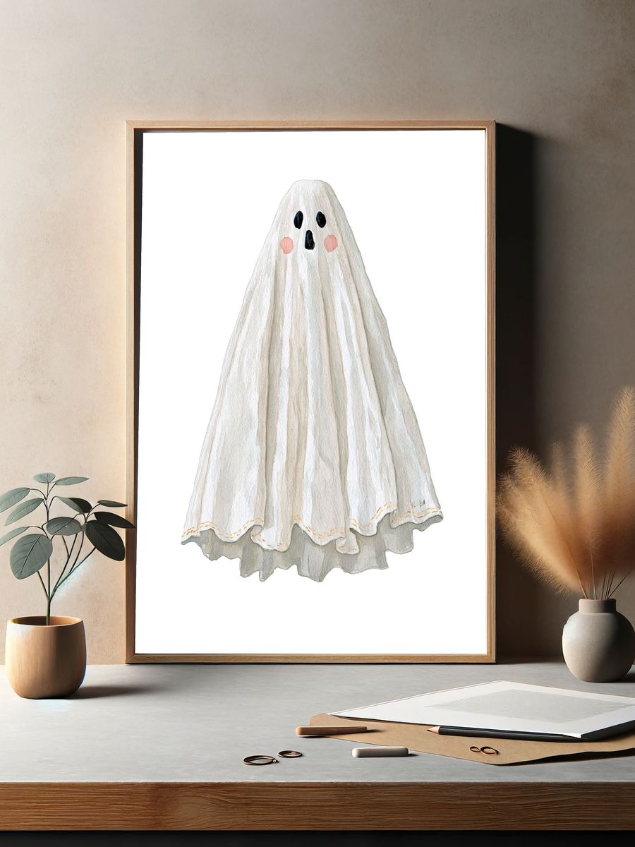 Watercolor Ghost Nursery Print. — room view 2