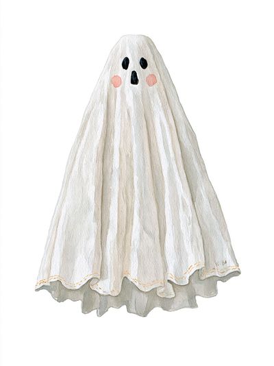 Watercolor Ghost Nursery Print.