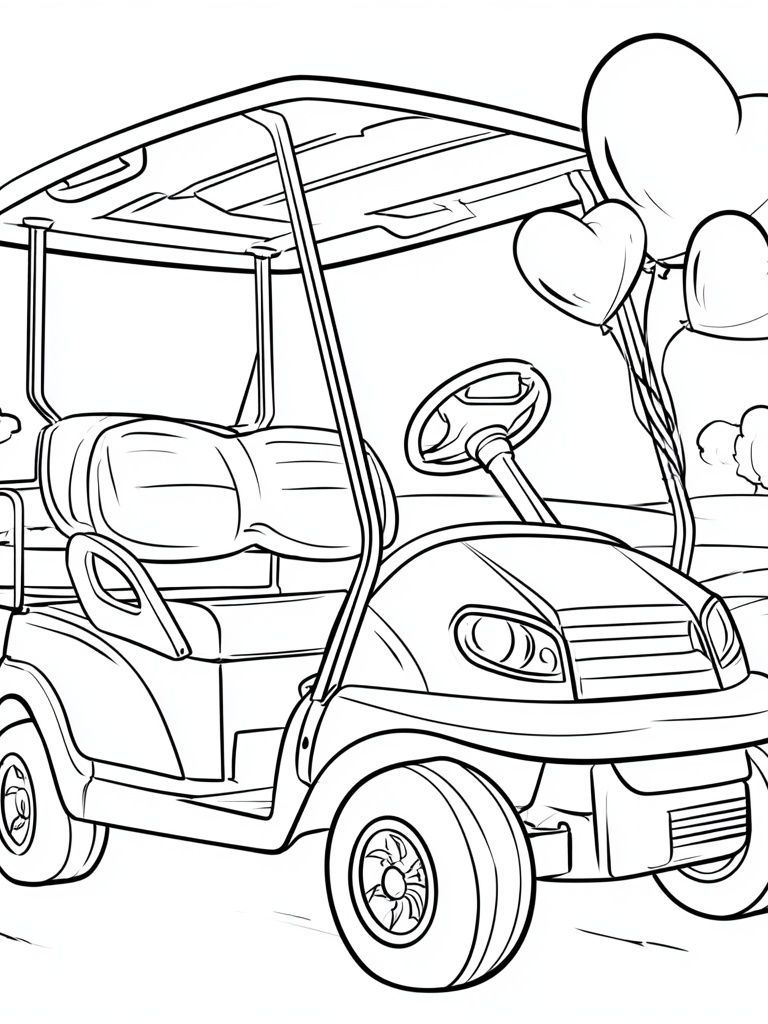 Golf Cart Heart Line Art Poster. poster detail