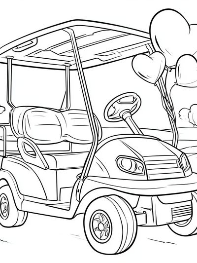 Golf Cart Heart Line Art Poster.