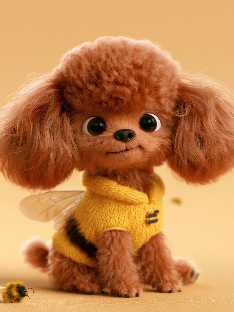 Cute Poodle Bee Costume Poster. poster detail